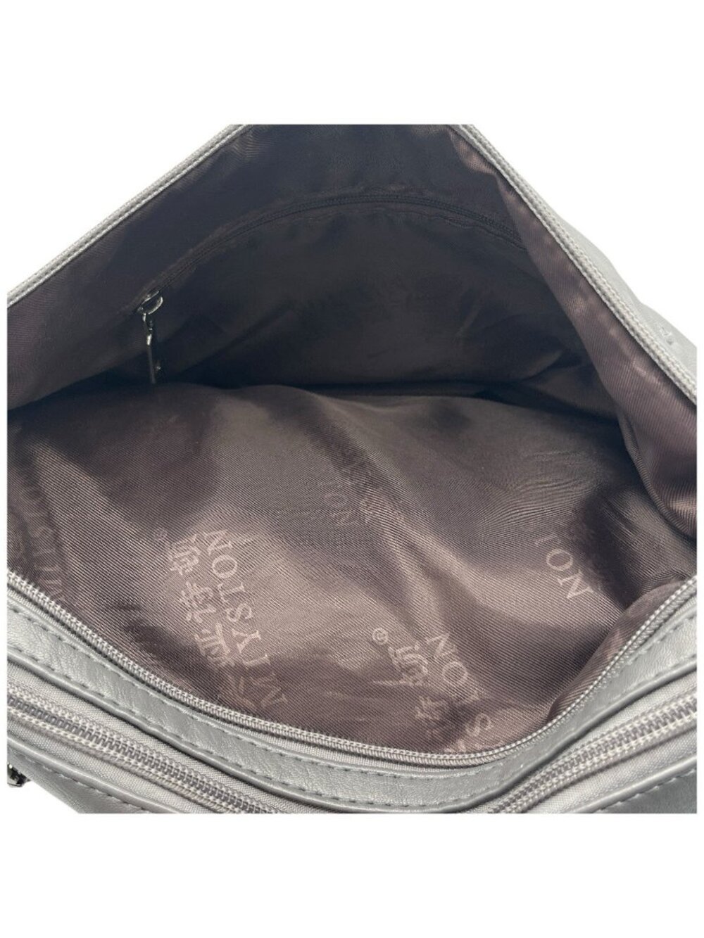 Mei Ya Shi Dun Gray Shoulder Crossover Purse 4 Zippered & 2 Snap Magnet Pockets - Picture 11 of 13